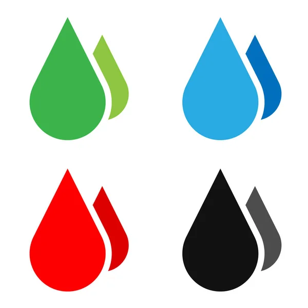 Different Drops Icons Symbol Natural Gel Water Blood Gas Oil — Stock Vector