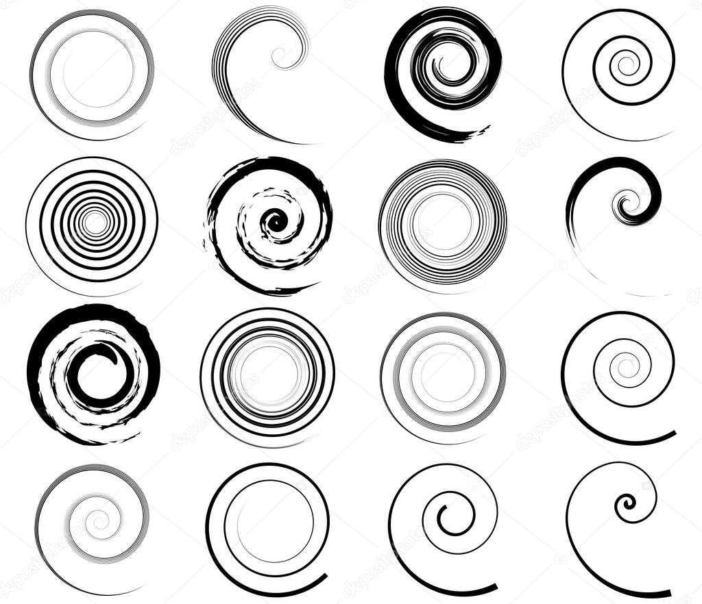 Spiral, swirl, twirl and whirl abstract vector design element - stock vector illustration, clip-art graphics