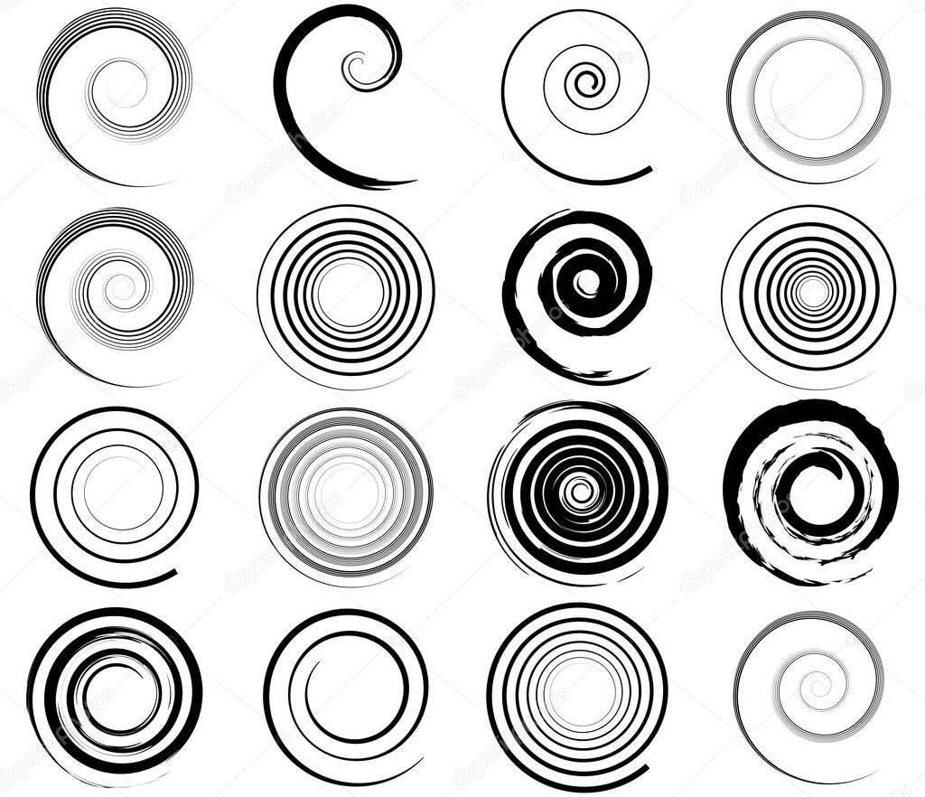 Spiral, swirl, twirl and whirl abstract vector design element - stock vector illustration, clip-art graphics