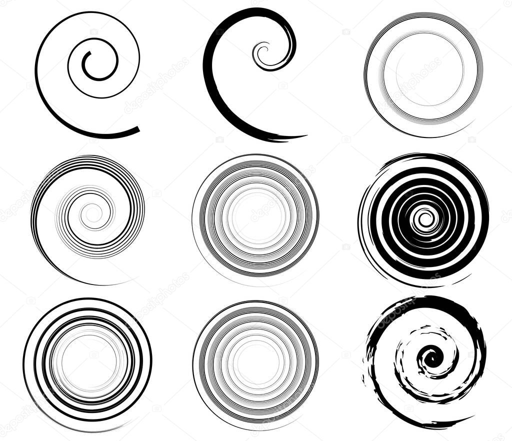 Spiral, swirl, twirl and whirl abstract vector design element - stock vector illustration, clip-art graphics