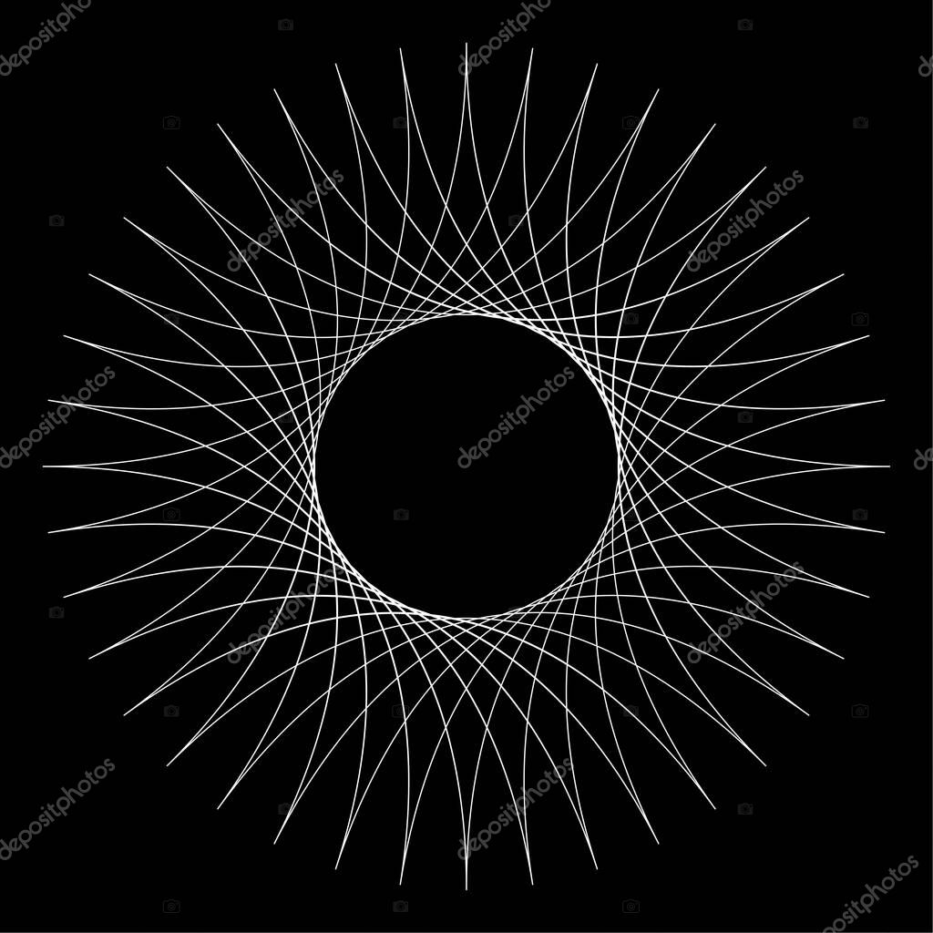 Geometric Circular abstract motif, icon, symbol. Radial, radiating design element vector
