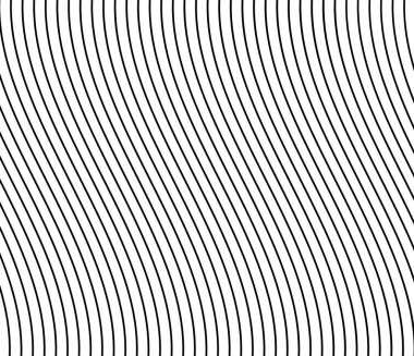 Dalgalı, dalgalı paralel çizgiler. Değişken, kıvrımlı çizgili arkaplan, desen ve doku - stok vektör illüstrasyonu, klip- sanat grafikleri