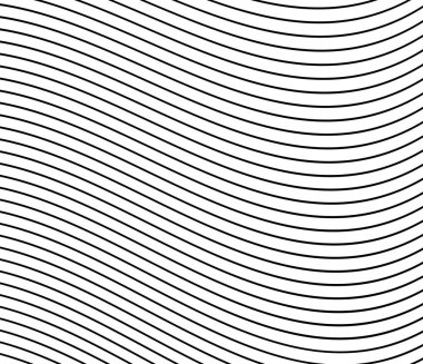 Dalgalı, dalgalı paralel çizgiler. Değişken, kıvrımlı çizgili arkaplan, desen ve doku - stok vektör illüstrasyonu, klip- sanat grafikleri
