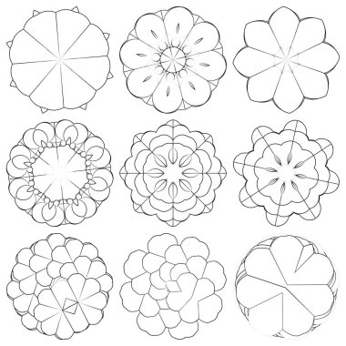 Kutsal geometri nilüfer çiçeği, çiçek motifi, ikon. Geometrik dairesel, daire sembolü, illüstrasyon - stok vektör illüstrasyonu, klip- sanat grafikleri