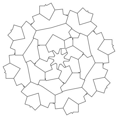 Kutsal geometri nilüfer çiçeği, çiçek motifi, ikon. Geometrik dairesel, daire sembolü, illüstrasyon