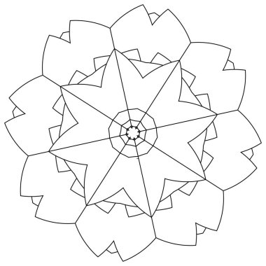Kutsal geometri nilüfer çiçeği, çiçek motifi, ikon. Geometrik dairesel, daire sembolü, illüstrasyon