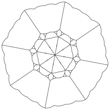 Kutsal geometri nilüfer çiçeği, çiçek motifi, ikon. Geometrik dairesel, daire sembolü, illüstrasyon