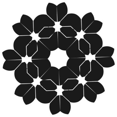 Kutsal geometri nilüfer çiçeği, çiçek motifi, ikon. Geometrik dairesel, daire sembolü, illüstrasyon