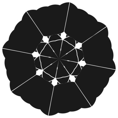 Kutsal geometri nilüfer çiçeği, çiçek motifi, ikon. Geometrik dairesel, daire sembolü, illüstrasyon