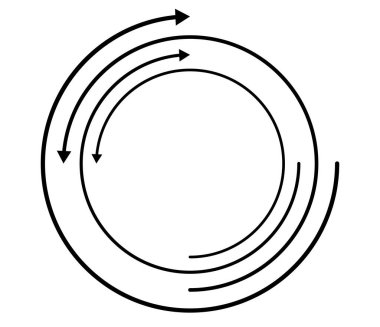 Rastgele dairesel, döngüsel ok elementi. Spiral, spin, dönen oklar - stok vektör illüstrasyonu, klip- sanat grafikleri