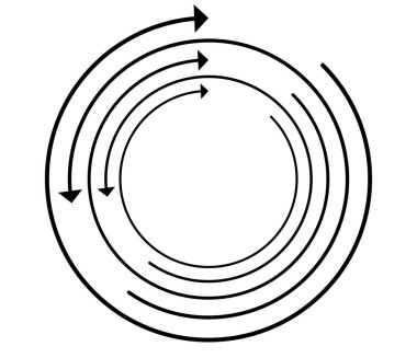 Rastgele dairesel, döngüsel ok elementi. Spiral, spin, dönen oklar - stok vektör illüstrasyonu, klip- sanat grafikleri