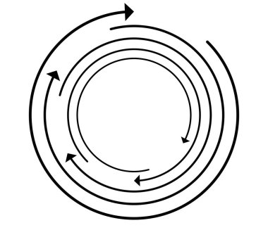 Rastgele dairesel, döngüsel ok elementi. Spiral, spin, dönen oklar - stok vektör illüstrasyonu, klip- sanat grafikleri