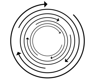 Rastgele dairesel, döngüsel ok elementi. Spiral, spin, dönen oklar - stok vektör illüstrasyonu, klip- sanat grafikleri
