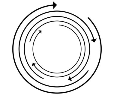 Rastgele dairesel, döngüsel ok elementi. Spiral, spin, dönen oklar - stok vektör illüstrasyonu, klip- sanat grafikleri
