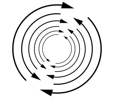 Rastgele dairesel, döngüsel ok elementi. Spiral, spin, dönen oklar - stok vektör illüstrasyonu, klip- sanat grafikleri