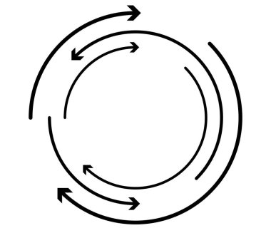 Rastgele dairesel, döngüsel ok elementi. Spiral, spin, dönen oklar - stok vektör illüstrasyonu, klip- sanat grafikleri