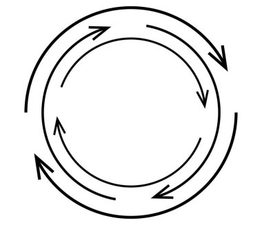 Rastgele dairesel, döngüsel ok elementi. Spiral, spin, dönen oklar - stok vektör illüstrasyonu, klip- sanat grafikleri