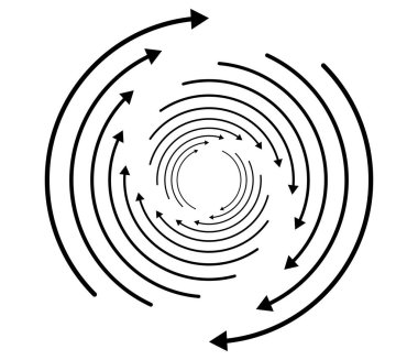 Rastgele dairesel, döngüsel ok elementi. Spiral, spin, dönen oklar - stok vektör illüstrasyonu, klip- sanat grafikleri