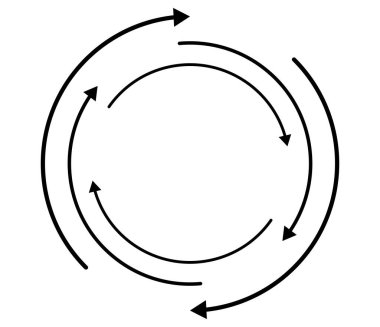 Rastgele dairesel, döngüsel ok elementi. Spiral, spin, dönen oklar - stok vektör illüstrasyonu, klip- sanat grafikleri