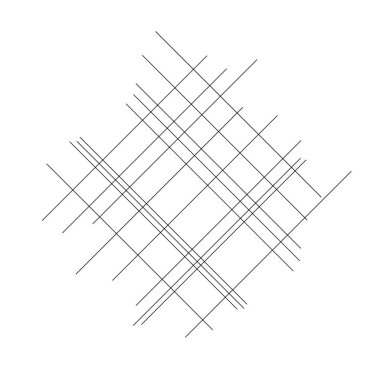Kesişen çizgileri ve çizgileri olan geometrik dokuma ögesi. Soyut kafes, ızgara, kafes ve pleksus çizimi