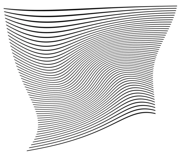 波涛汹涌 挥动着弯曲的平行线条 平直的 平整的条纹 鱼群矢量图解 剪贴画 — 图库矢量图片