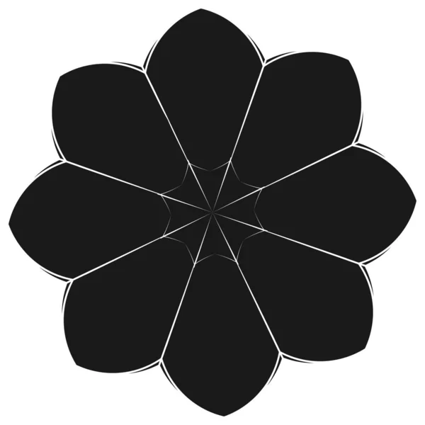 Sacred Geometry Lotus Floral Flower Motif Icon Geometric Circular Circle — Stock Vector