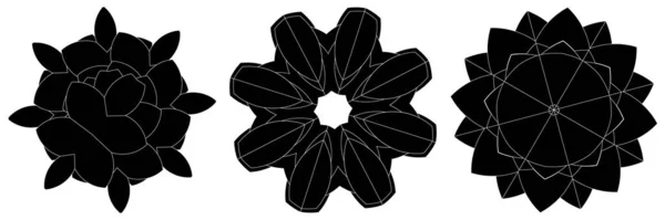 Helig Geometri Lotus Blommor Blommotiv Ikon Geometrisk Cirkel Cirkel Symbol — Stock vektor