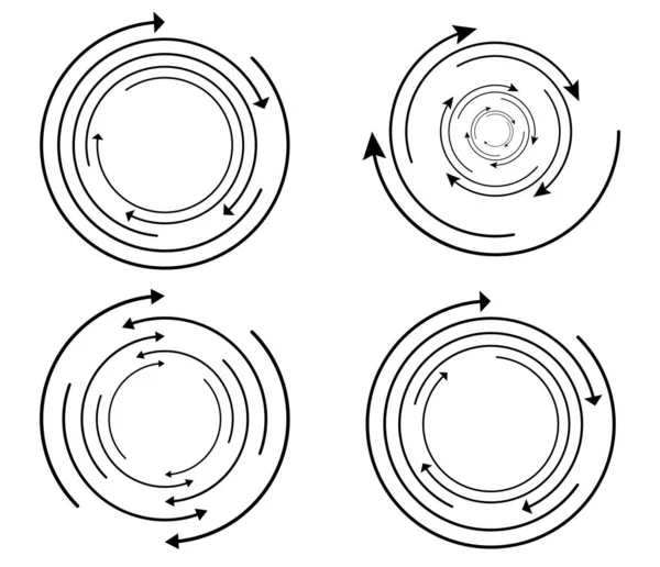 Rastgele dairesel, döngüsel ok elementi. Spiral, spin, dönen oklar - stok vektör illüstrasyonu, klip- sanat grafikleri