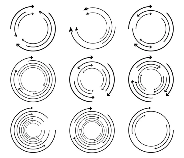 Losowe Okrągłe Cykl Element Strzałki Spirala Przędzenie Obrotowe Strzałki Ilustracja — Wektor stockowy