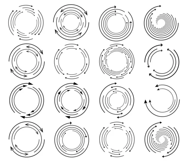 Circular Aleatória Elemento Seta Ciclo Setas Espirais Giratórias Giratórias Ilustração — Vetor de Stock