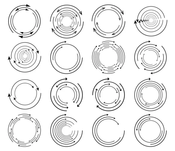 Circular Aleatória Elemento Seta Ciclo Setas Espirais Giratórias Giratórias Ilustração —  Vetores de Stock