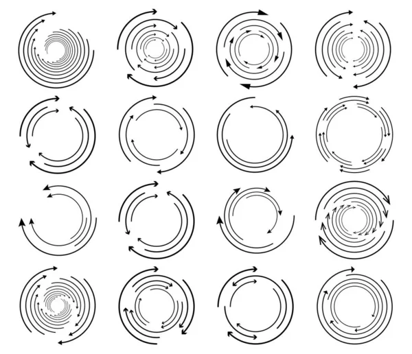 Circular Aleatória Elemento Seta Ciclo Setas Espirais Giratórias Giratórias Ilustração — Vetor de Stock