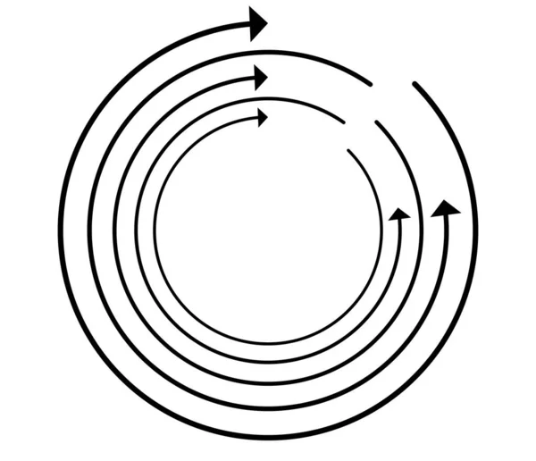 ランダムな円形 サイクル矢印要素 スパイラル スピニング 回転矢印 ストックベクトルイラスト クリップアートグラフィック — ストックベクタ