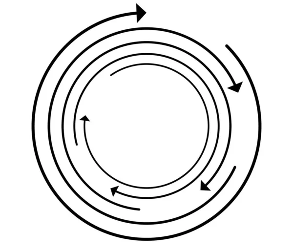 Circular Aleatória Elemento Seta Ciclo Setas Espirais Giratórias Giratórias Ilustração — Vetor de Stock