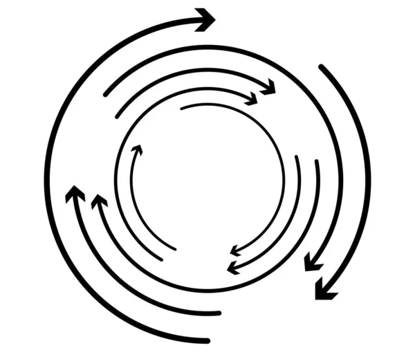 ランダムな円形 サイクル矢印要素 スパイラル スピニング 回転矢印 ストックベクトルイラスト クリップアートグラフィック — ストックベクタ