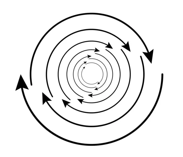 Circular Aleatória Elemento Seta Ciclo Setas Espirais Giratórias Giratórias Ilustração — Vetor de Stock