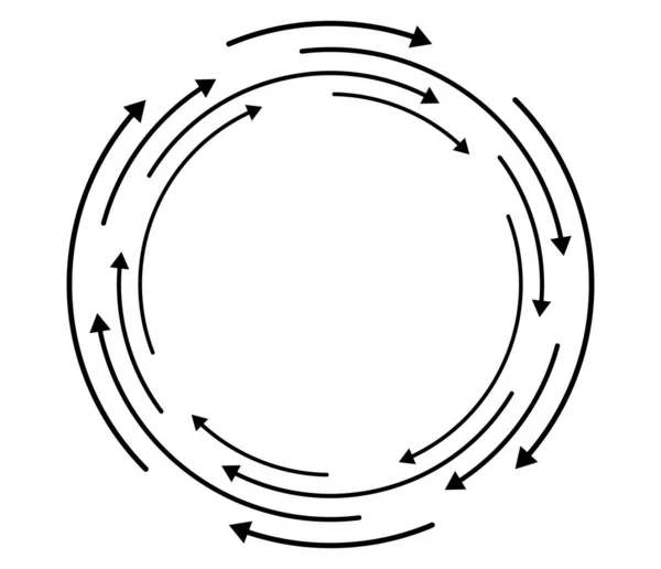 Circular Aleatorio Elemento Flecha Ciclo Espiral Hilado Flechas Giratorias Ilustración — Vector de stock