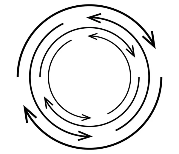 Willekeurig Cirkelvormig Cyclus Pijl Element Spiraalvormig Draaiend Draaiende Pijlen Stockvector — Stockvector