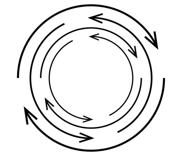 Случайный круговой элемент, элемент стрелки цикла. Спираль, прялка, вращающиеся стрелки - векторная иллюстрация запаса, клип-арт графика