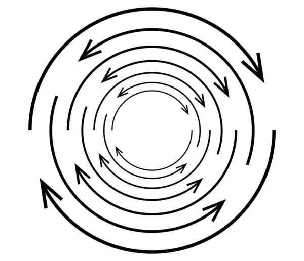 Circular Aleatória Elemento Seta Ciclo Setas Espirais Giratórias Giratórias Ilustração —  Vetores de Stock