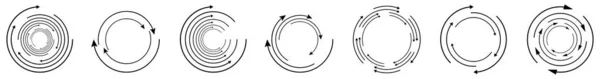 Circular Aleatorio Elemento Flecha Ciclo Espiral Hilado Flechas Giratorias Ilustración — Archivo Imágenes Vectoriales