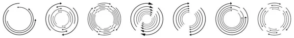 Lingkaran Acak Elemen Panah Siklus Spiral Berputar Panah Berputar Ilustrasi - Stok Vektor