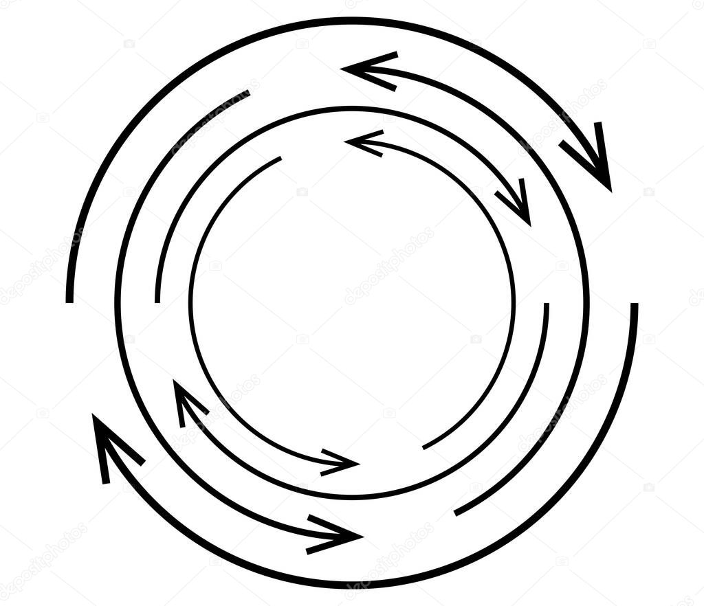 Random circular, cycle arrow element. Spiral, spinning, revolve arrows - stock vector illustration, clip-art graphics