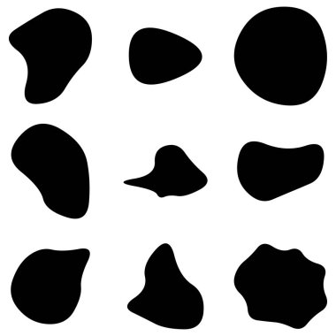 Rastgele leke, mürekkep lekesi. Organik leke, leke. Benek şekli. Splat, benek grafiği. Sıvı damlası, sıvı. Çakıl taşı, taş siluet. Mürekkep lekesi, mottle leke düzensiz şekli. Temel, basit yuvarlak, düzgün form