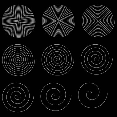 Spiral, girdap, girdap ve girdap tasarım elementleri. Vektör