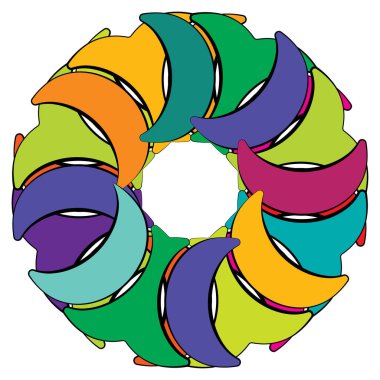 Soyut dairesel, radyal geometrik vektör ögesi, ikon, illüstrasyon. Motif, mandala tasarımı - stok vektör illüstrasyonu, klip- sanat grafikleri