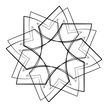 Soyut dairesel, radyal geometrik vektör ögesi, ikon, illüstrasyon. Motif, mandala tasarımı - stok vektör illüstrasyonu, klip- sanat grafikleri