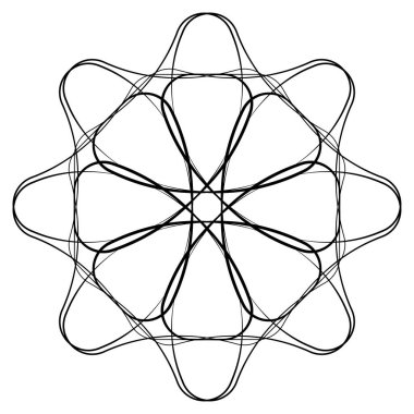 Soyut dairesel, radyal geometrik vektör ögesi, ikon, illüstrasyon. Motif, mandala tasarımı - stok vektör illüstrasyonu, klip- sanat grafikleri