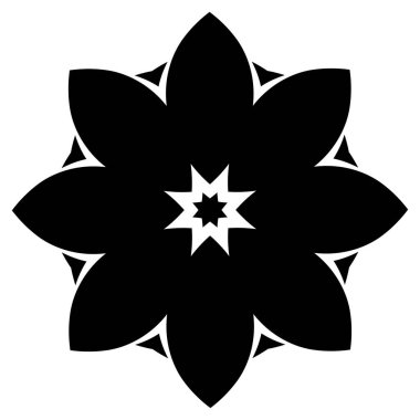 Soyut dairesel, radyal geometrik vektör ögesi, ikon, illüstrasyon. Motif, mandala tasarımı - stok vektör illüstrasyonu, klip- sanat grafikleri