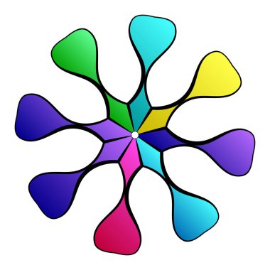 Soyut dairesel, radyal geometrik vektör ögesi, ikon, illüstrasyon. Motif, mandala tasarımı - stok vektör illüstrasyonu, klip- sanat grafikleri